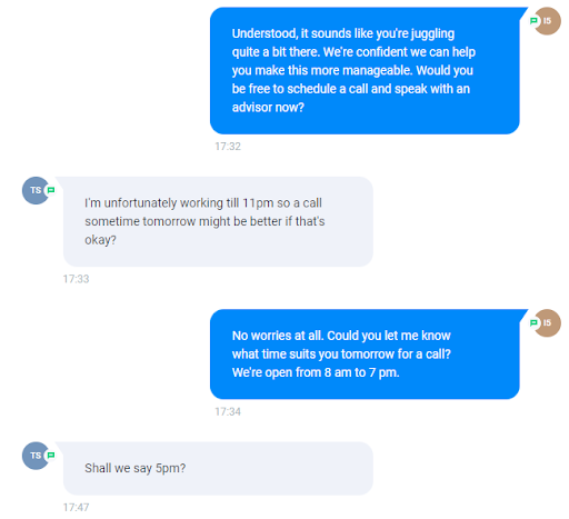 AI pre-framing the callback with the prospect